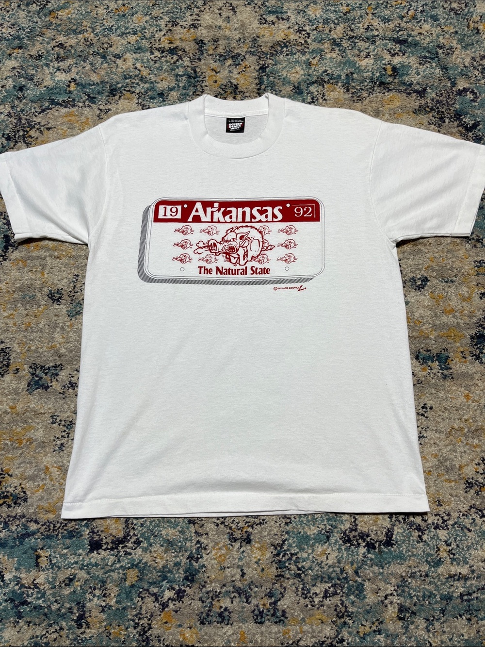 VTG ‘91 Screen Stars Arkansas License Plate Graphic Tee